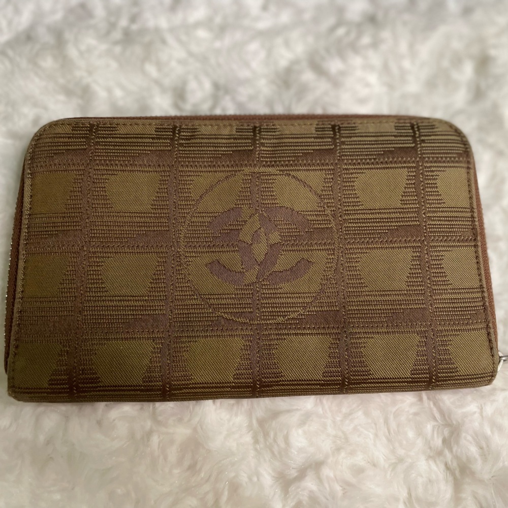 Chanel Brown Travel Line Canvas Bifold Long Wallet 🤎